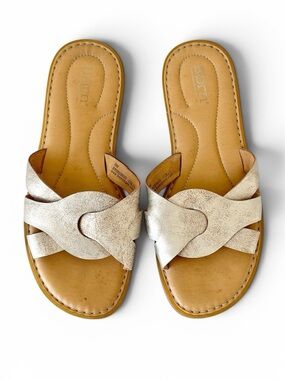 Born Isabella leather slide sandals metallic 8